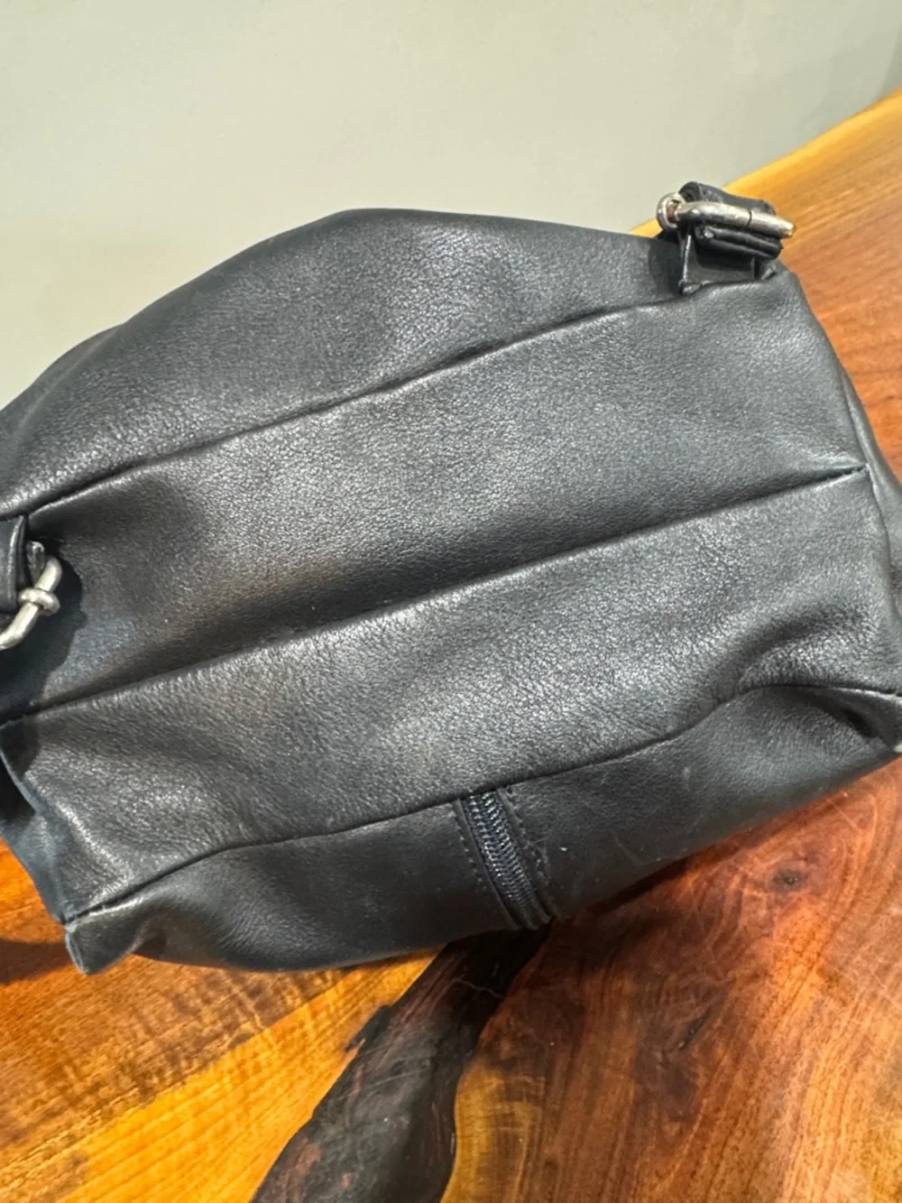 Bruno Rossi Vintage Black Leather Backpack Bag - Made in Italy
